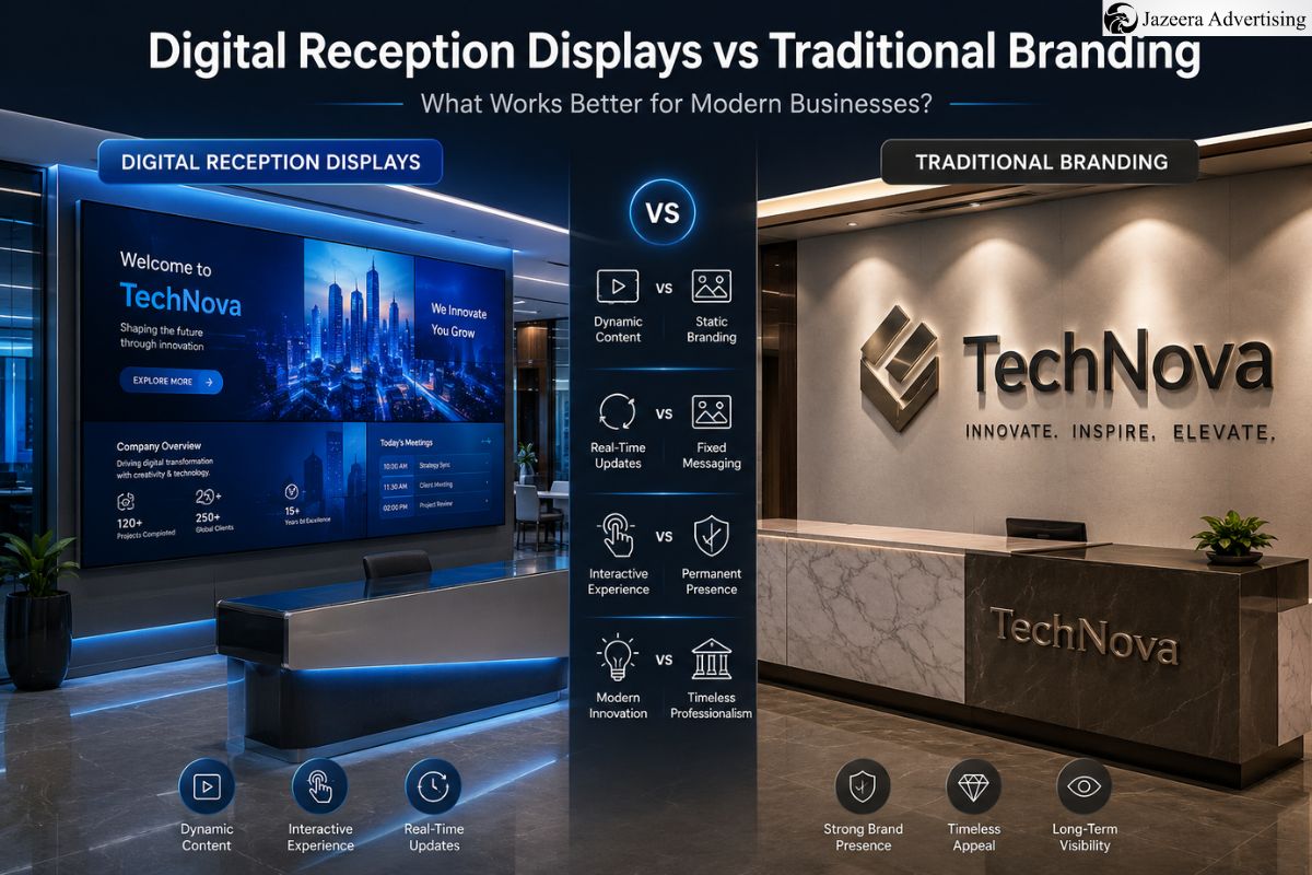 Digital Reception Displays vs Traditional Branding: What Works Better?