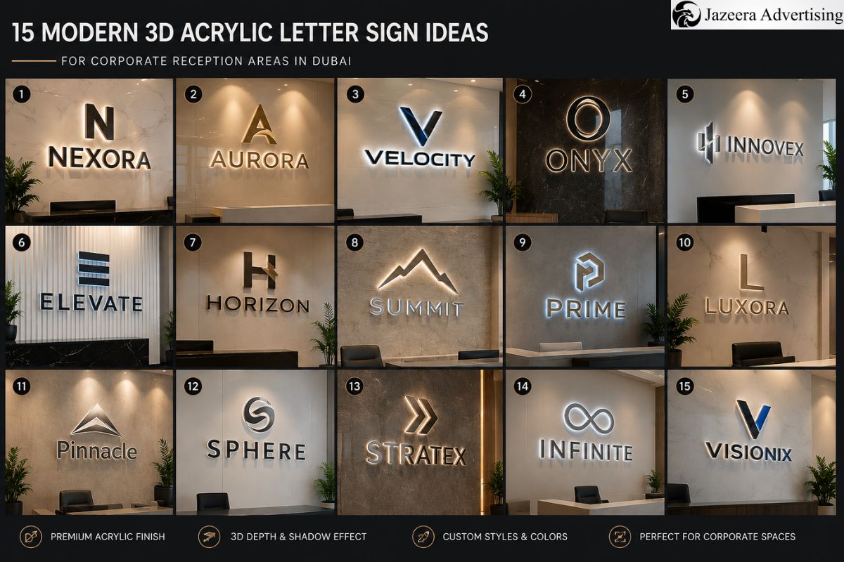 15 Modern 3D Acrylic Letter Sign Ideas for Corporate Reception Areas in Dubai